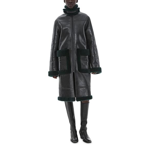 Helmut Lang Jackets & Blazers - Helmut Lang Green Patent Shearling Coat Size XS